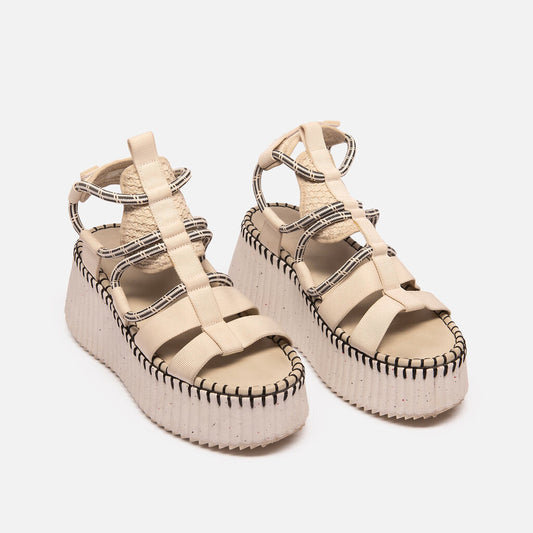 Chloe Beige & Black Bungie Sandal