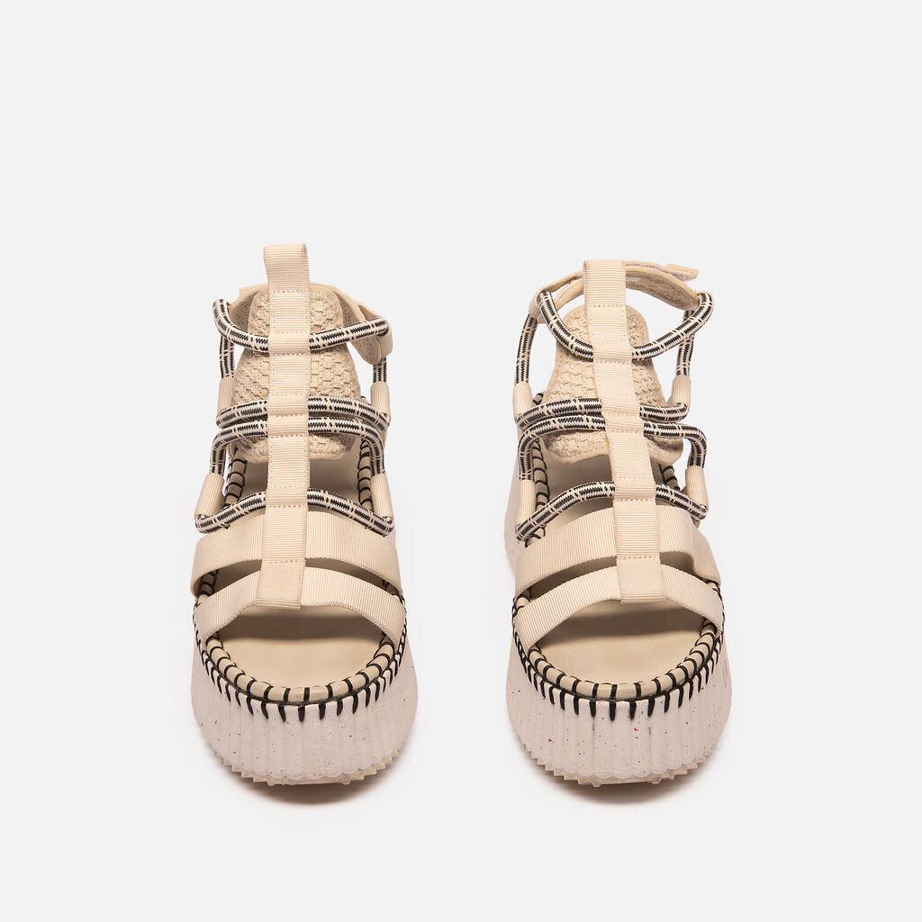 Chloe Beige & Black Bungie Sandal