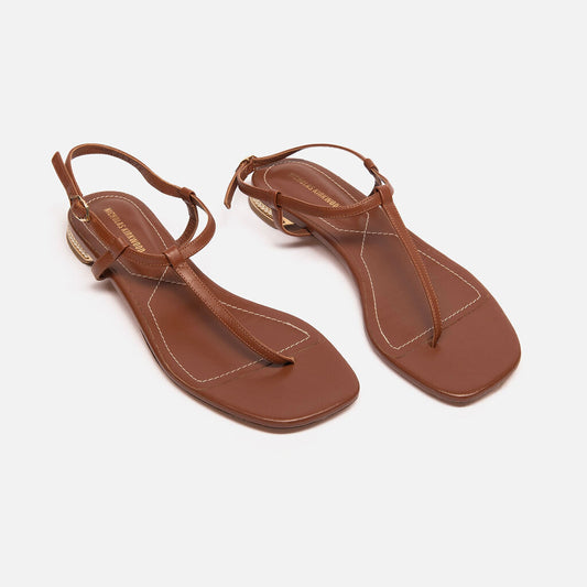 Nicholas Kirkwood Brown Leather T Strap Sandals