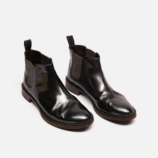 Brunello Black Leather Chelsea Boot