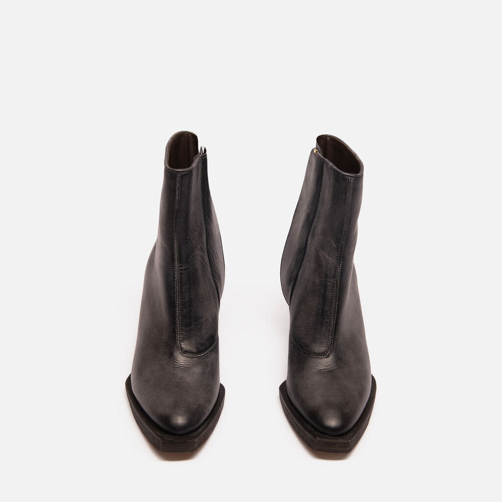Zoe Lee Navy Leather Snap & Zip Western Style Boot