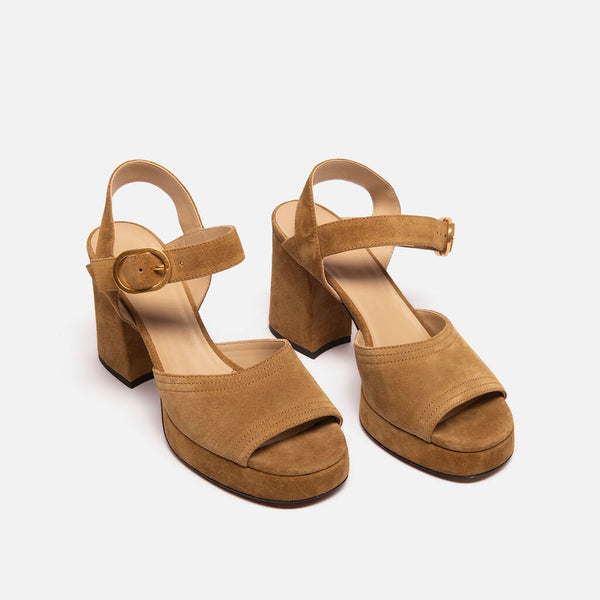 Valentino Tan Suede Platform Heels