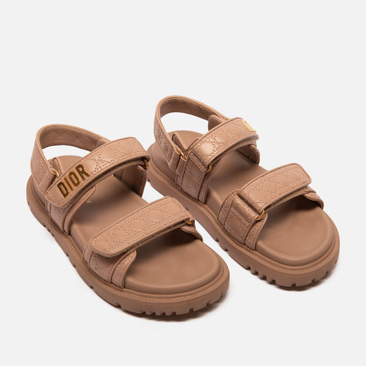 Christian Dior Beige Leather Quilted Dioract Sandal