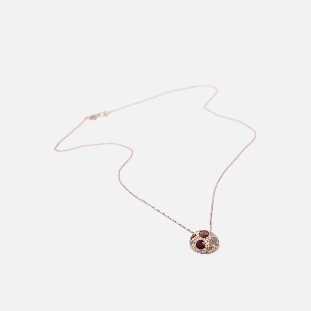 14k White Gold Garnet & Tourmaline Necklace