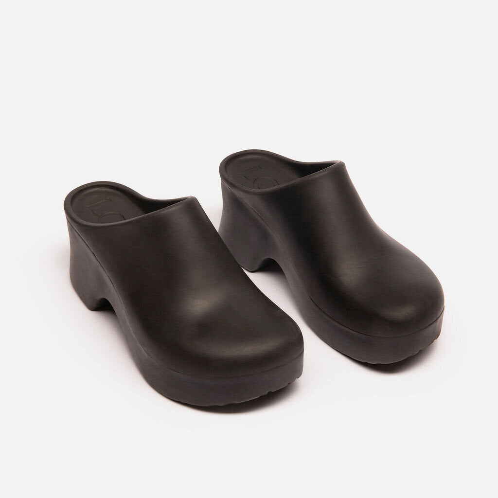 Loewe Black Rubber Platform Clogs