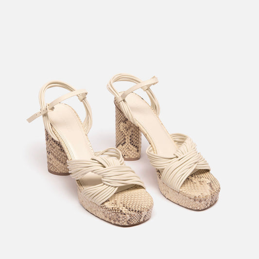 Mercedes Castillo Lizard White Heel