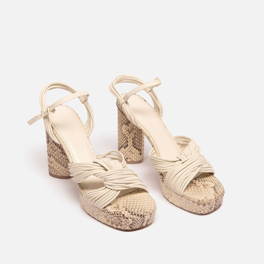 Mercedes Castillo Lizard White Heel