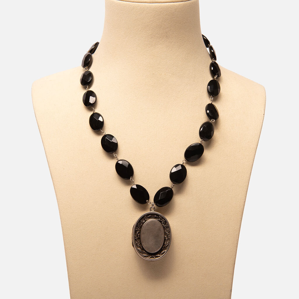 Piper Black Onyx & Sterling Silver Locket Necklace