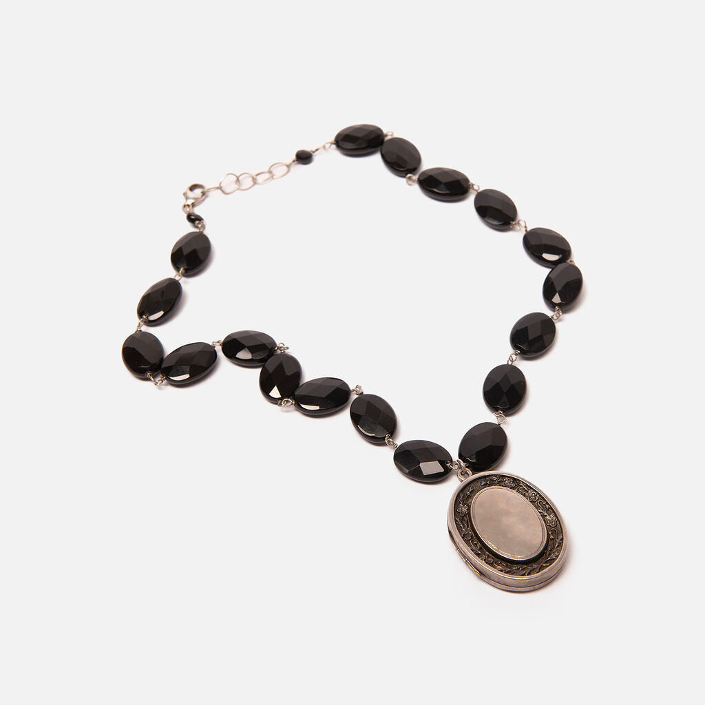 Piper Black Onyx & Sterling Silver Locket Necklace