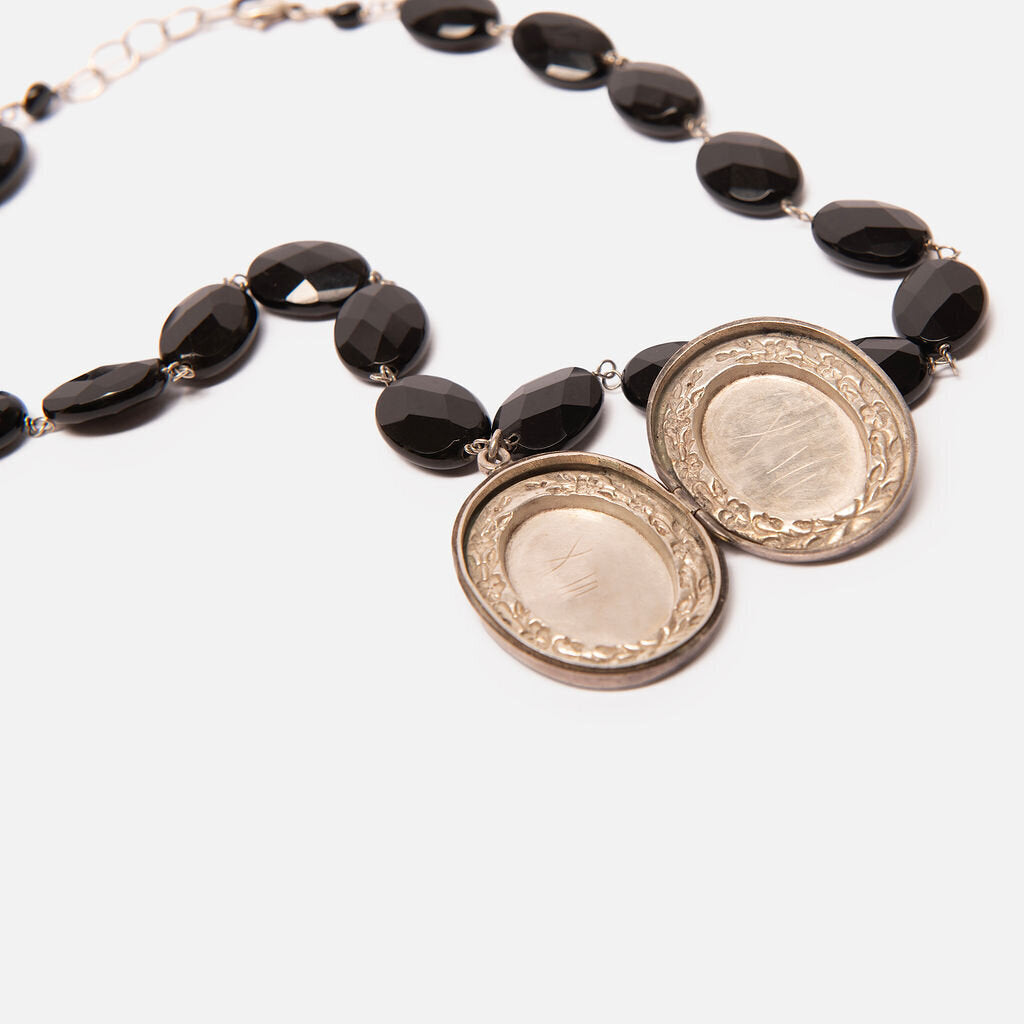 Piper Black Onyx & Sterling Silver Locket Necklace