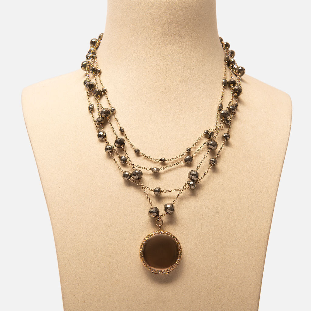 Piper Multistrand Faceted Bead Locket Necklace