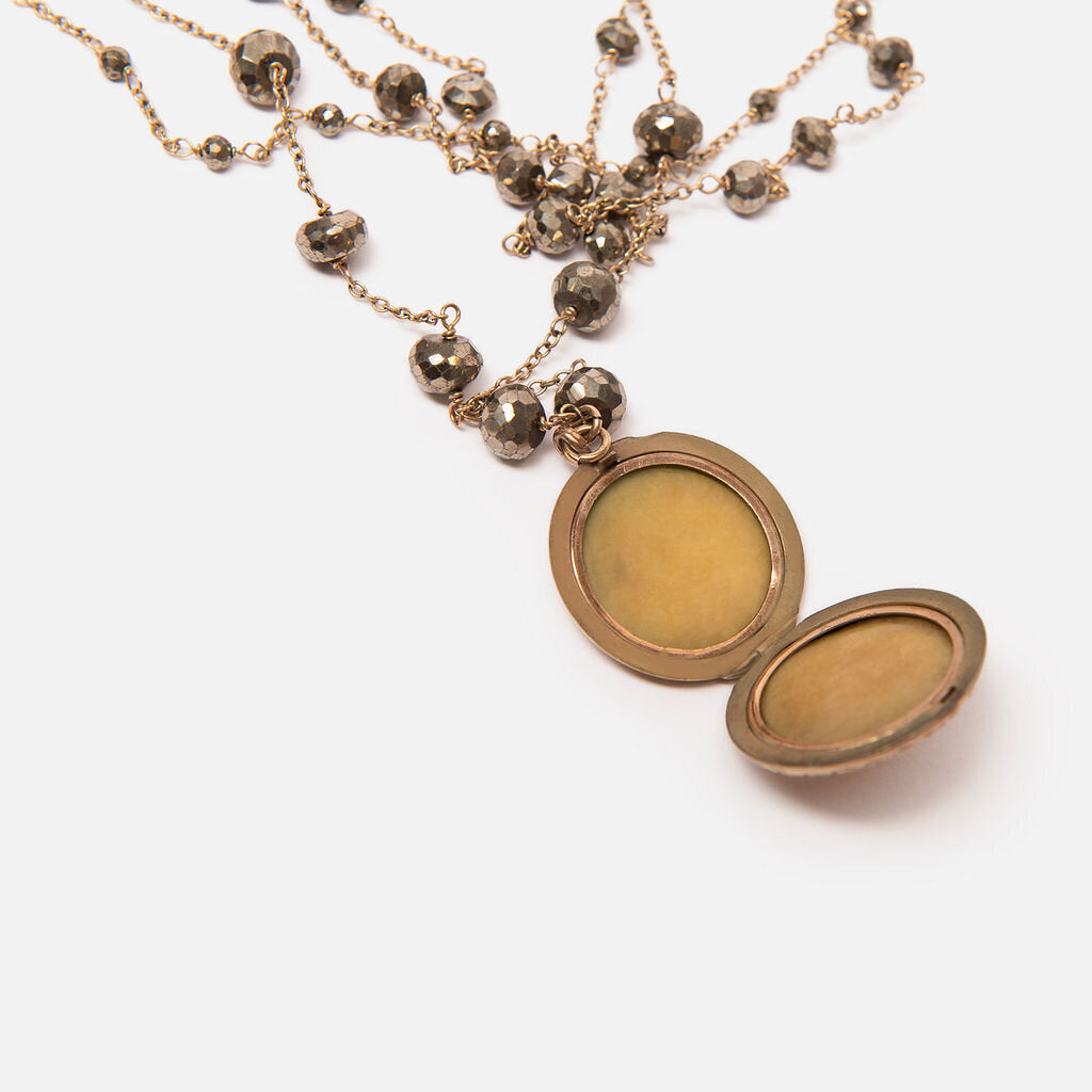 Piper Multistrand Faceted Bead Locket Necklace