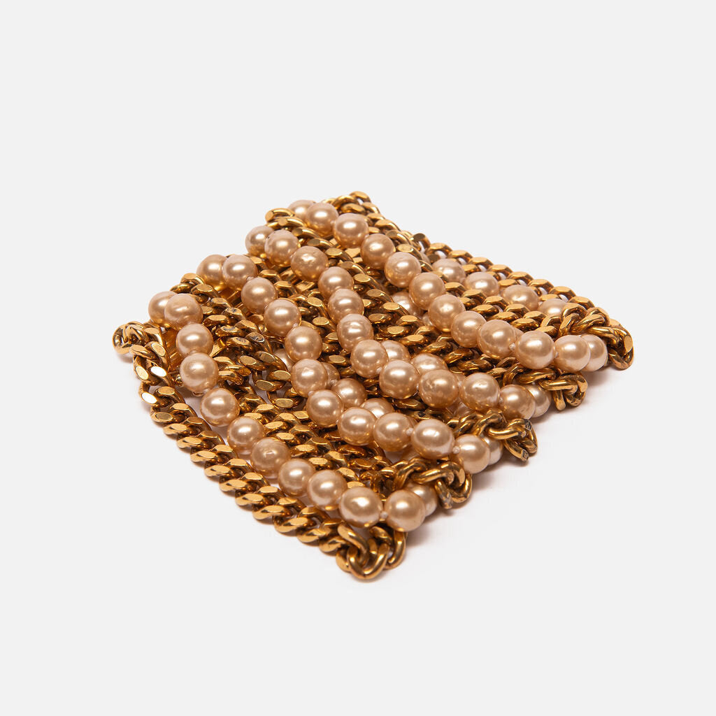 Chanel Gold Faux Pearl Multi Strand Bracelet