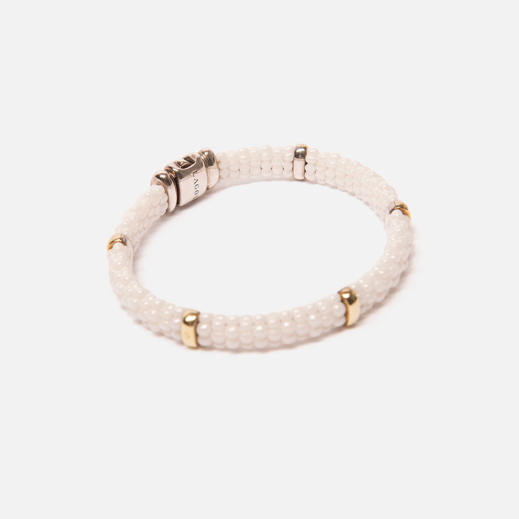 Lagos 18k Yellow Gold Ceramic Station Bracelet