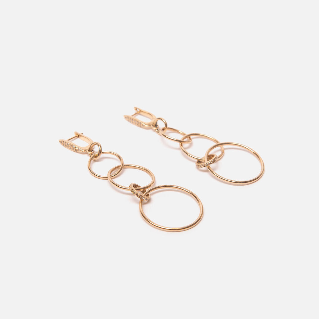 Piper Yellow Gold & Diamond Hoop Drop Earrings