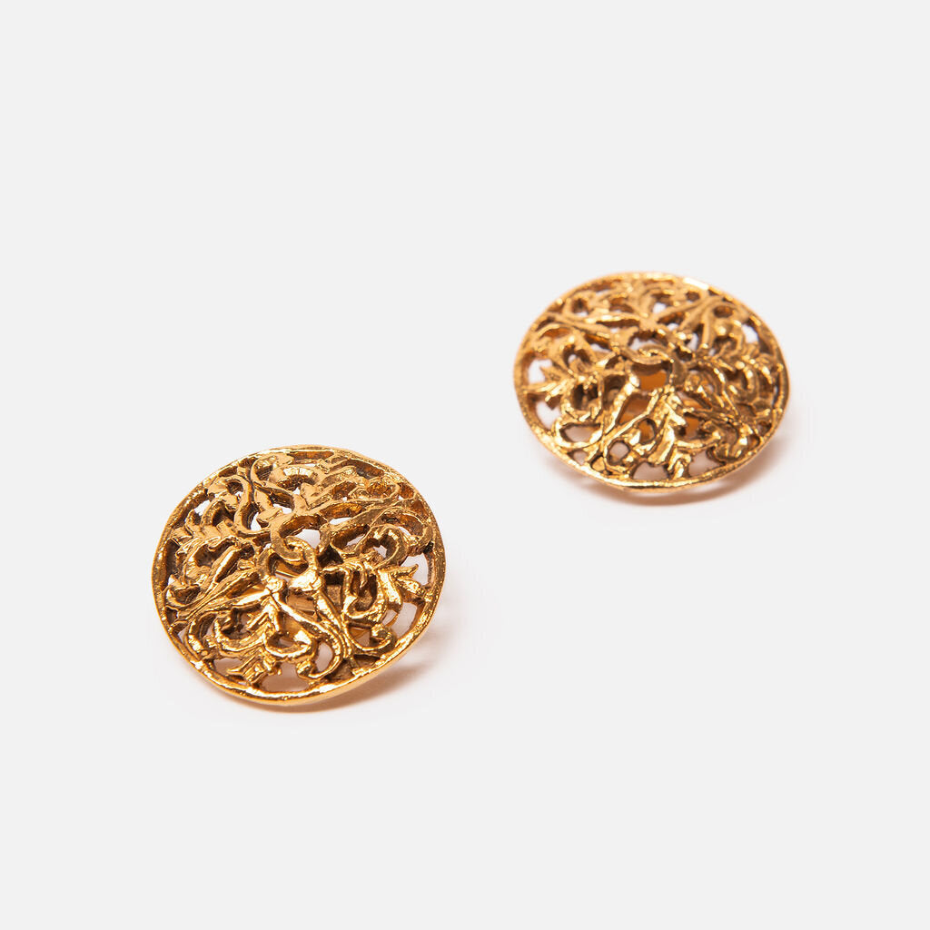 Chanel Gold-Tone Openwork Filigree Clip-On Earrings (1980s)