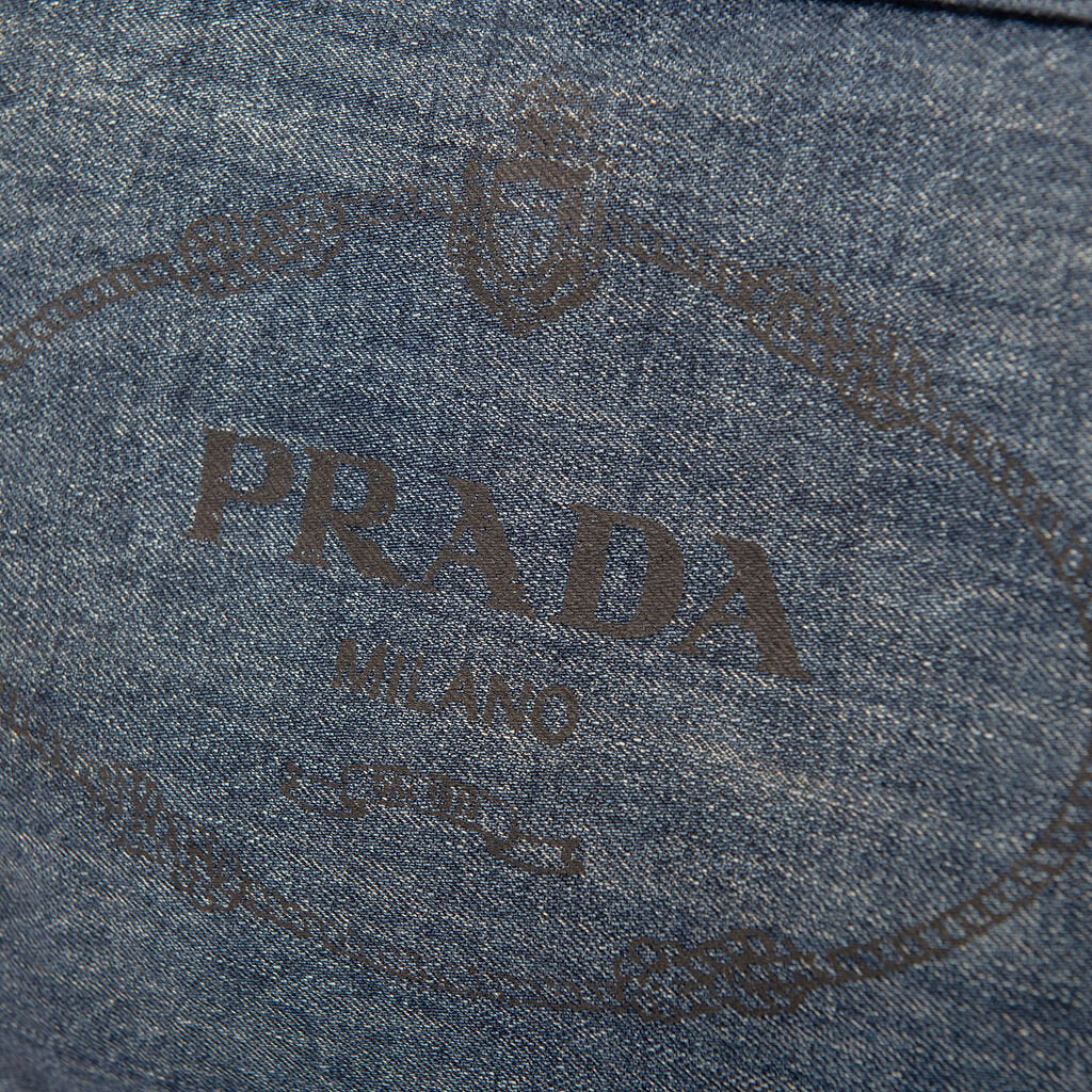 Prada Blue Denim Canapa Tote w/Strap