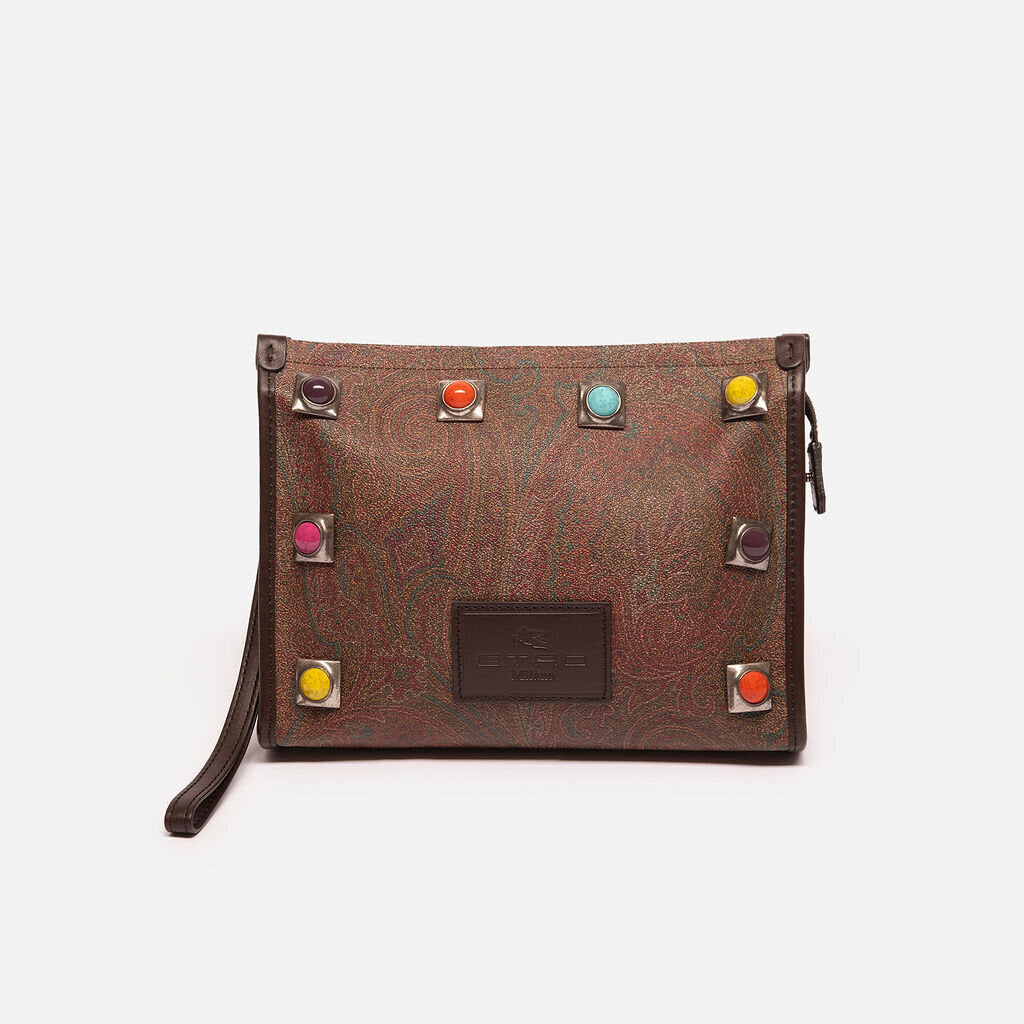 Etro Coated Canvas Paisley Clutch