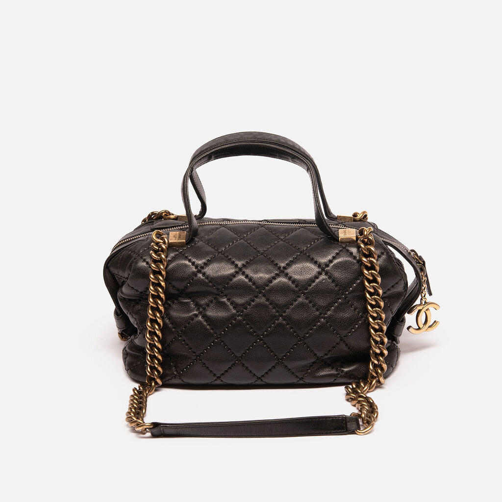 Chanel Black Quilted Calfskin Bowler Bag (20 Series)