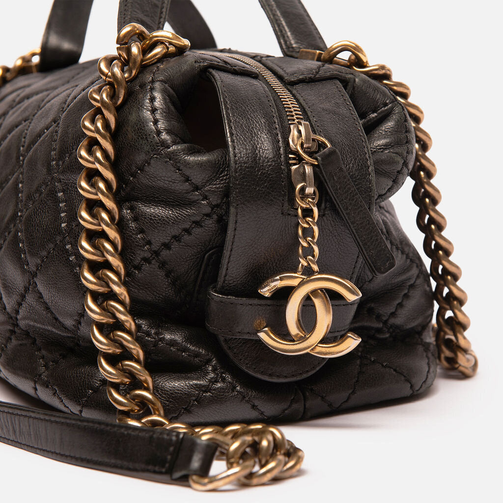 Chanel Black Quilted Calfskin Bowler Bag (20 Series)