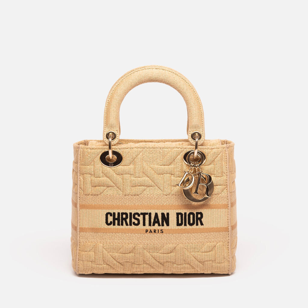 Dior Medium Beige Graphic Cannage Embroidery D-Lite Lady