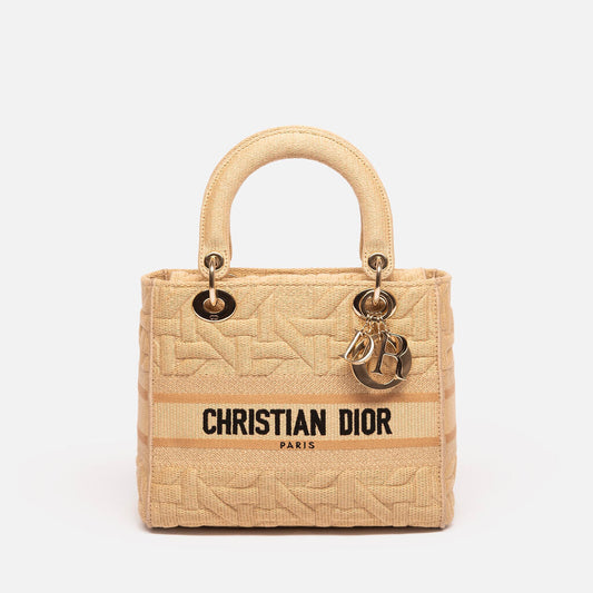 Dior Medium Beige Graphic Cannage Embroidery D-Lite Lady