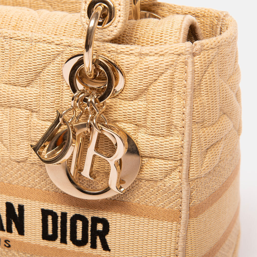 Dior Medium Beige Graphic Cannage Embroidery D-Lite Lady