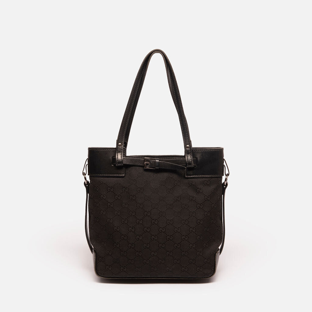Gucci Small Black Canvas Shoulder Tote