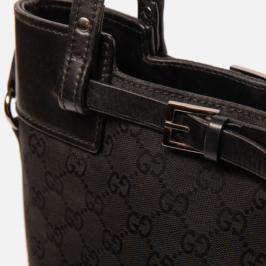 Gucci Small Black Canvas Shoulder Tote