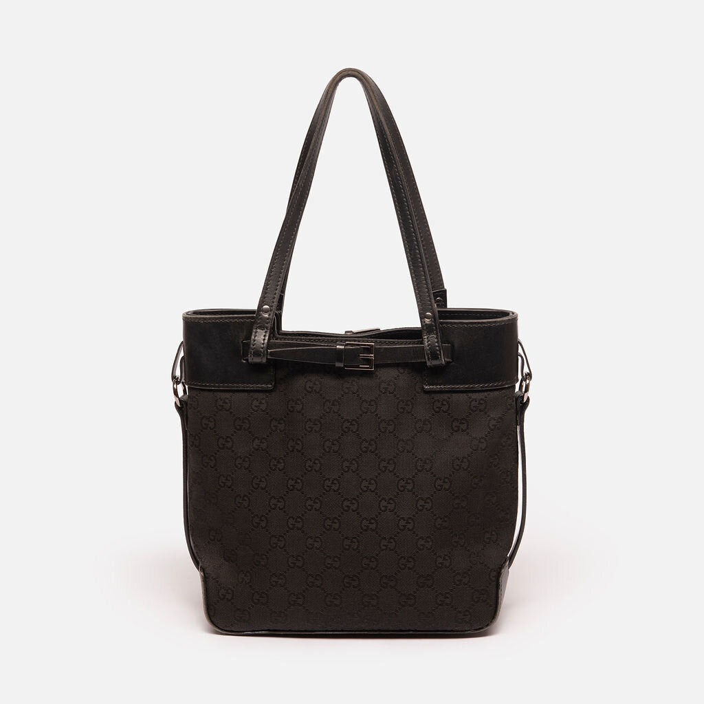 Gucci Small Black Canvas Shoulder Tote
