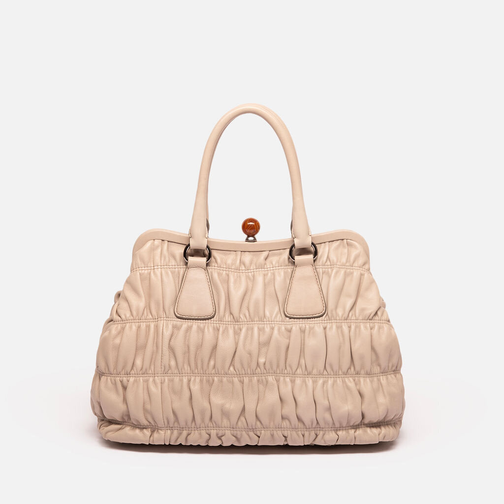 Prada Nappa Ruched Grey Leather Bag