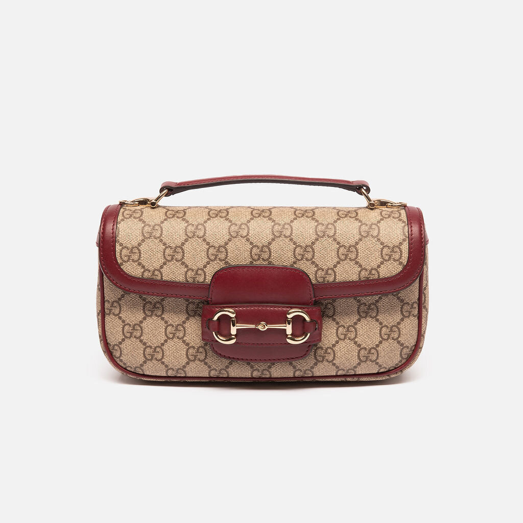Gucci 1955 Horsebit East/West Monogram Burgundy Bag