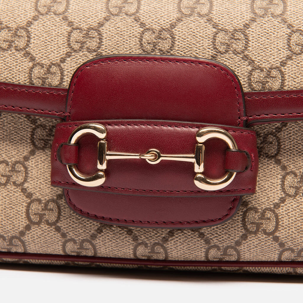 Gucci 1955 Horsebit East/West Monogram Burgundy Bag