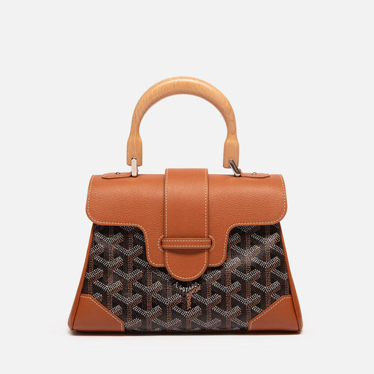 Goyard Black & Brown Saigon w/Wood Handle