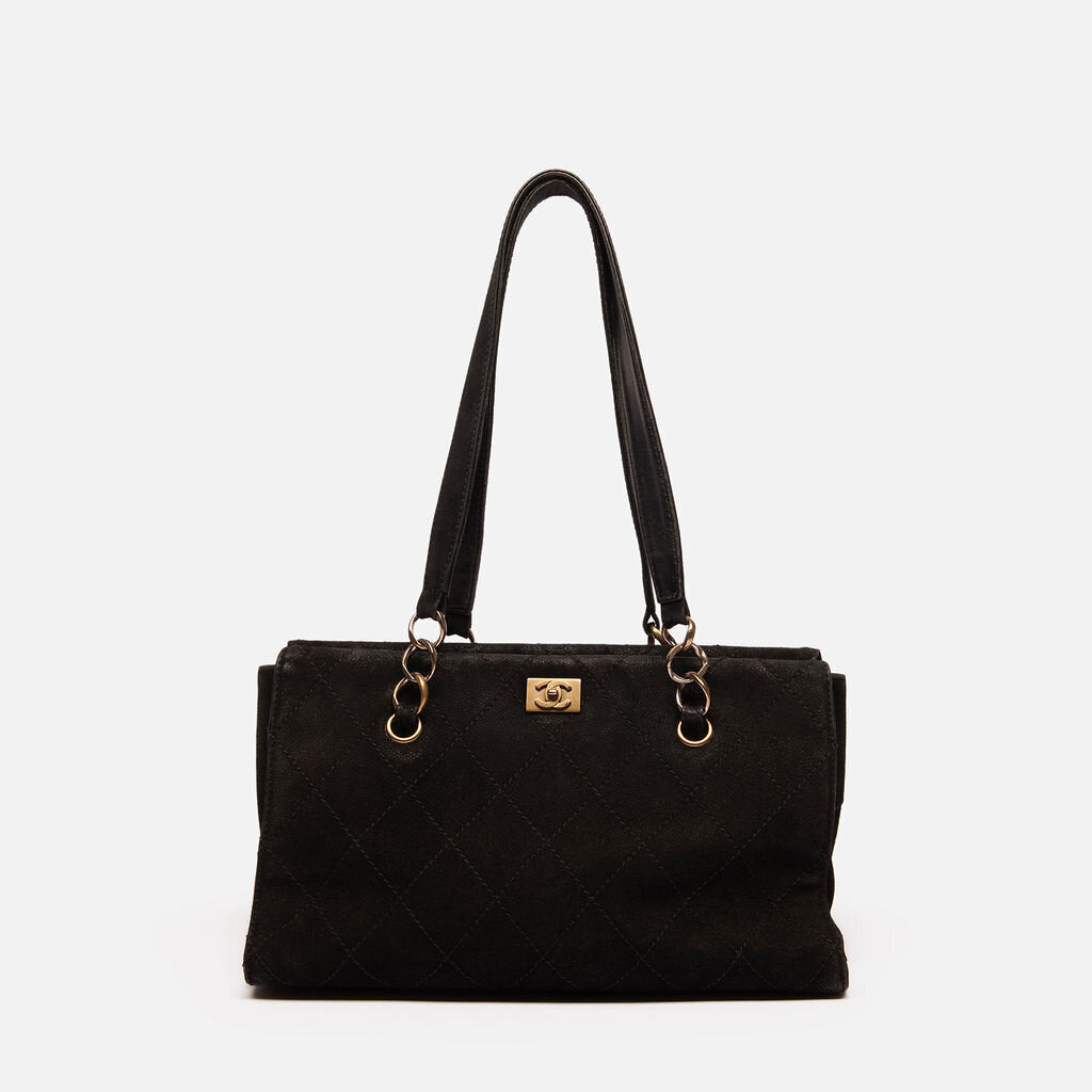 Chanel Black Suede East West Tote