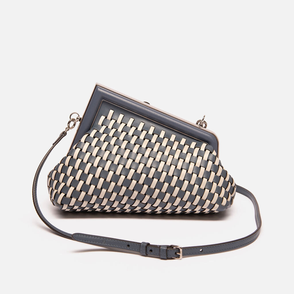 Fendi Blue & White Woven Leather First Bag