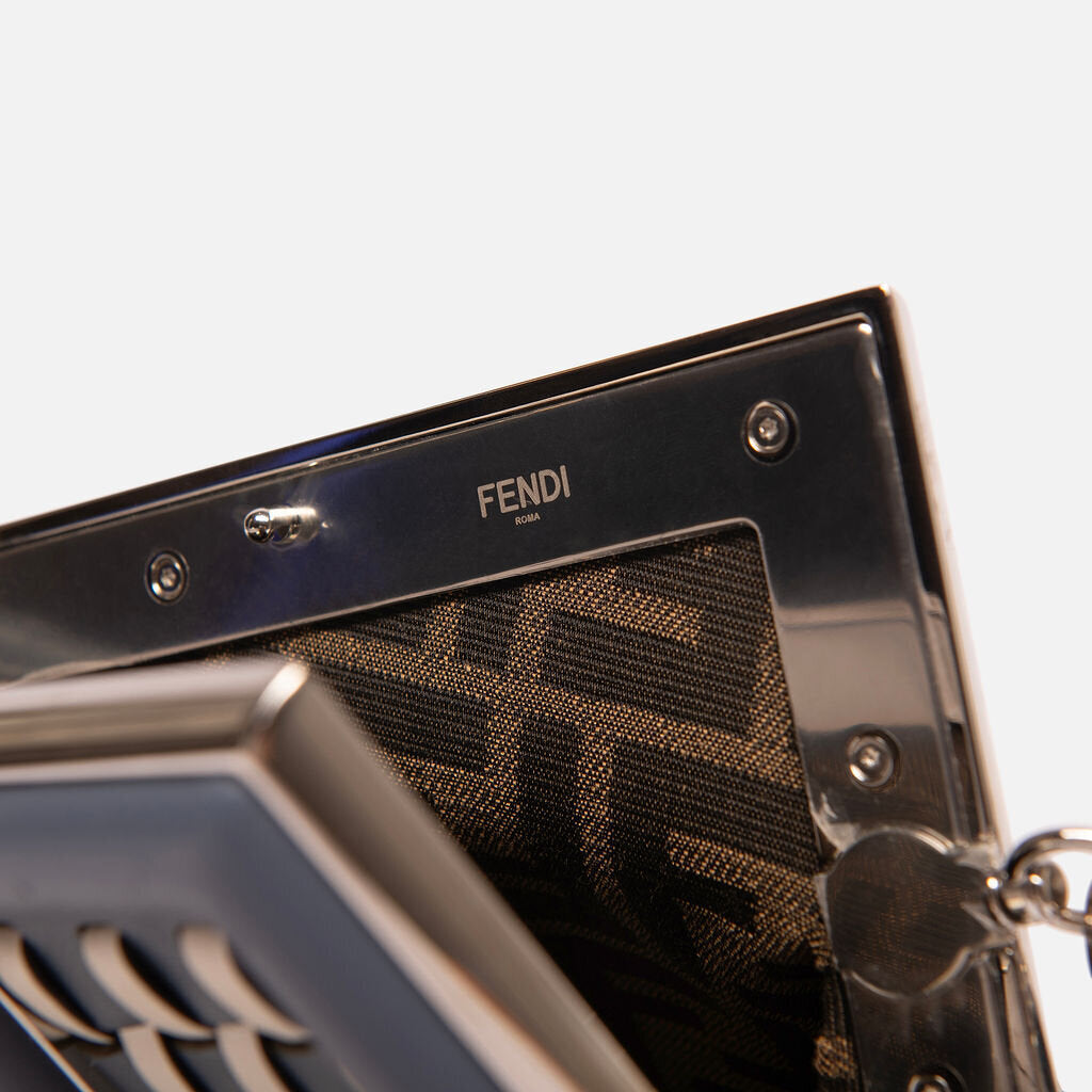 Fendi Blue & White Woven Leather First Bag