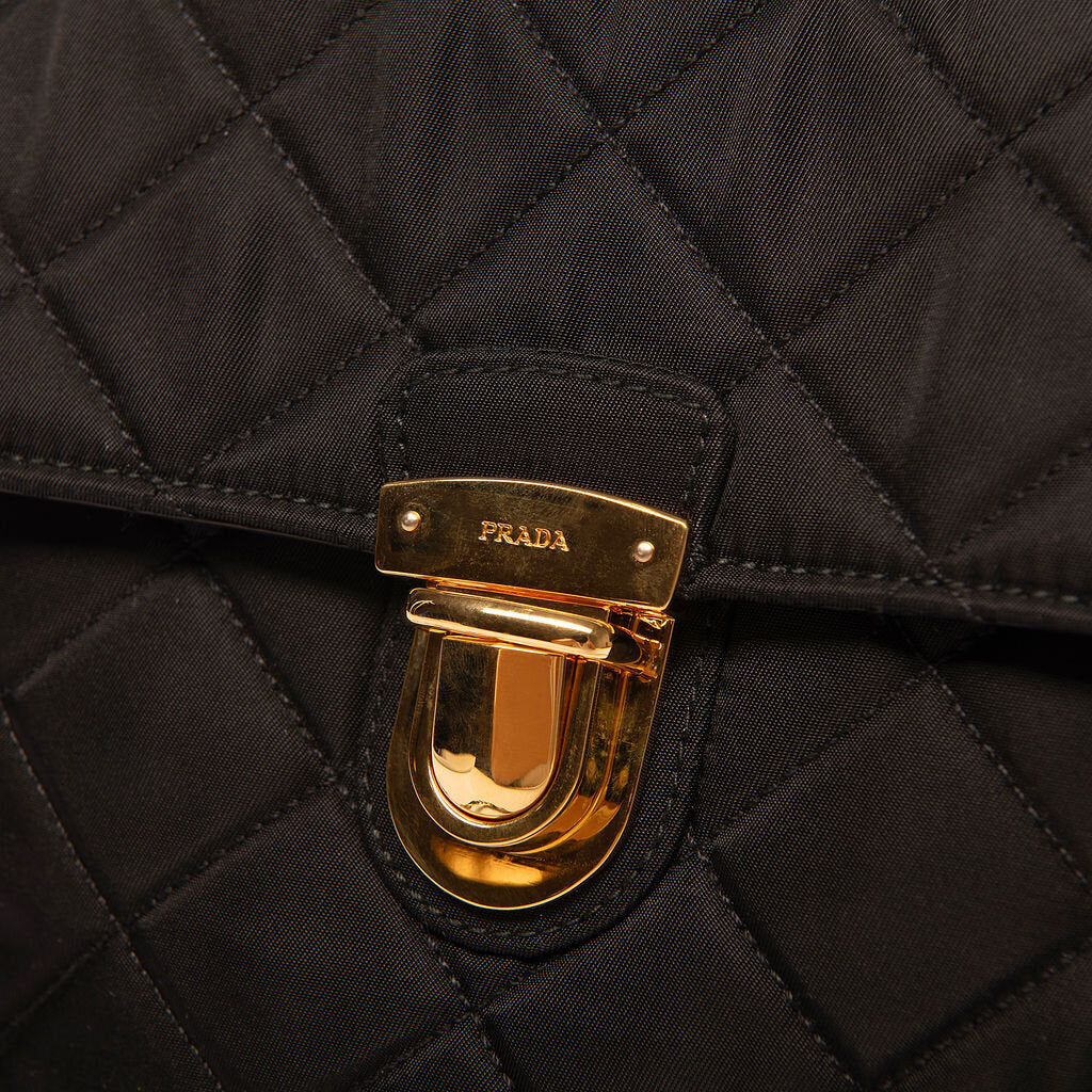 Prada Black Nylon Quilted Shoulder Bag