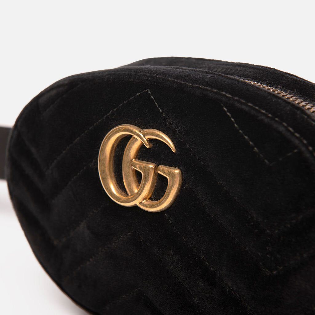 Gucci Black Velvet GG Mini Belt Bag