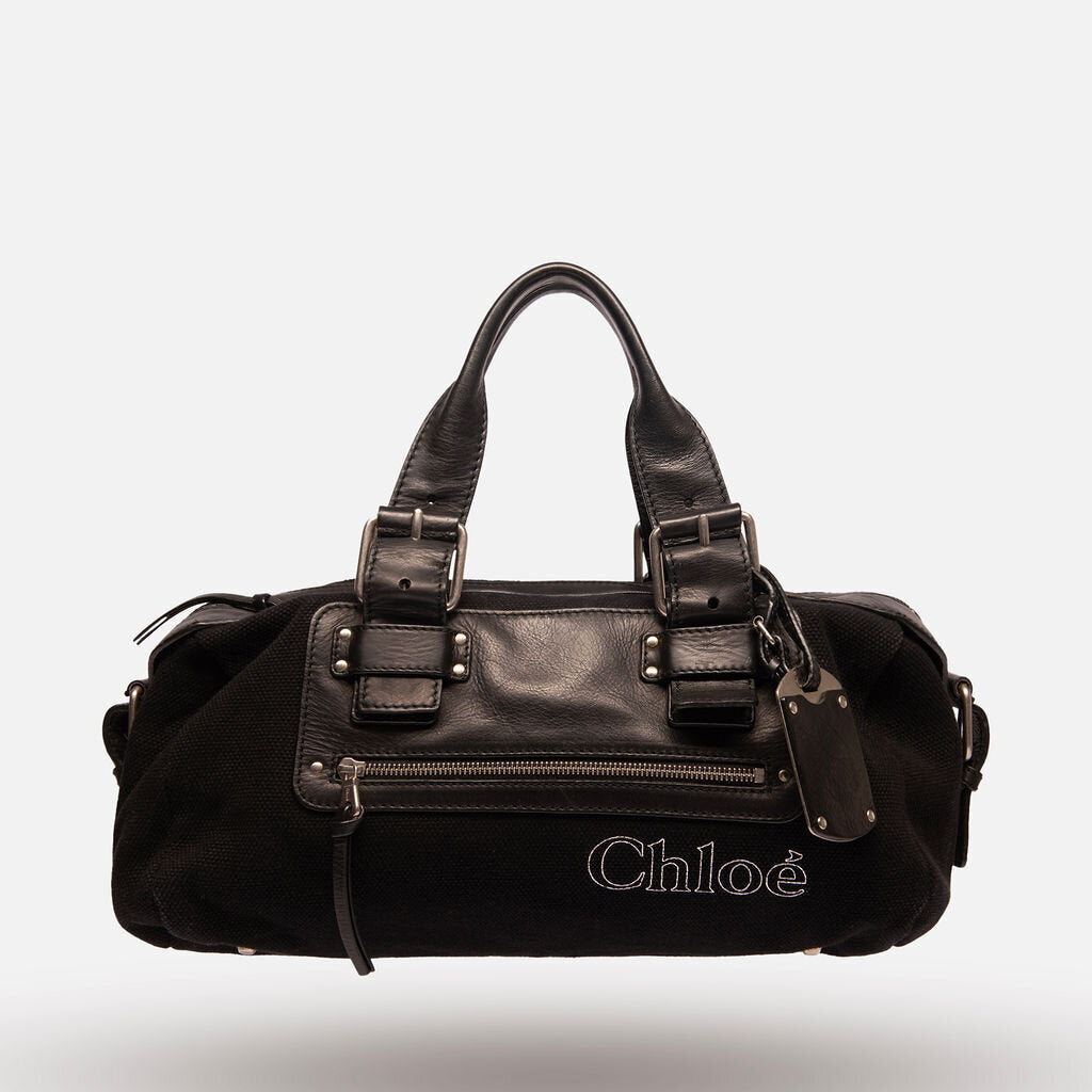 Chloe Black Canvas Boston Bag