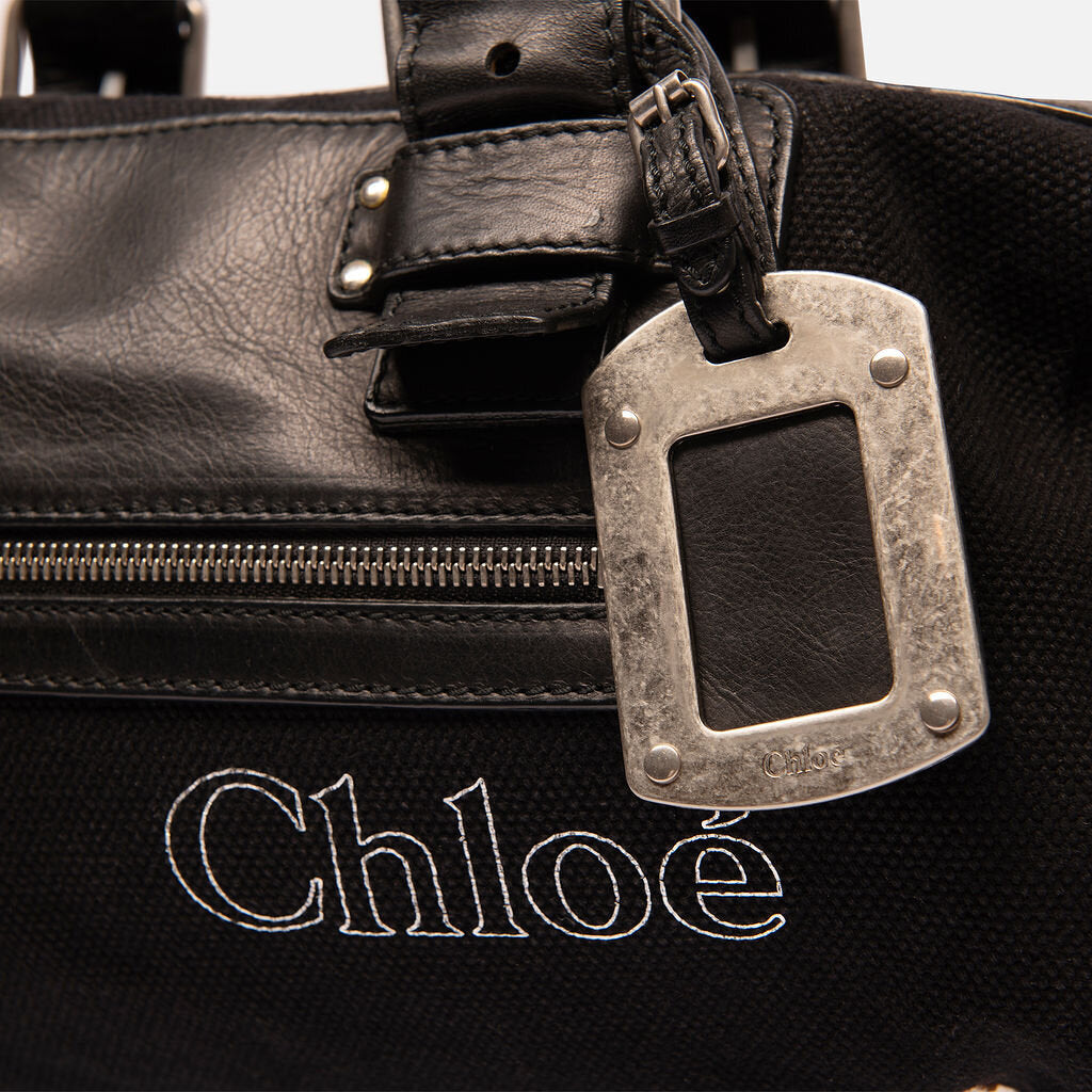 Chloe Black Canvas Boston Bag