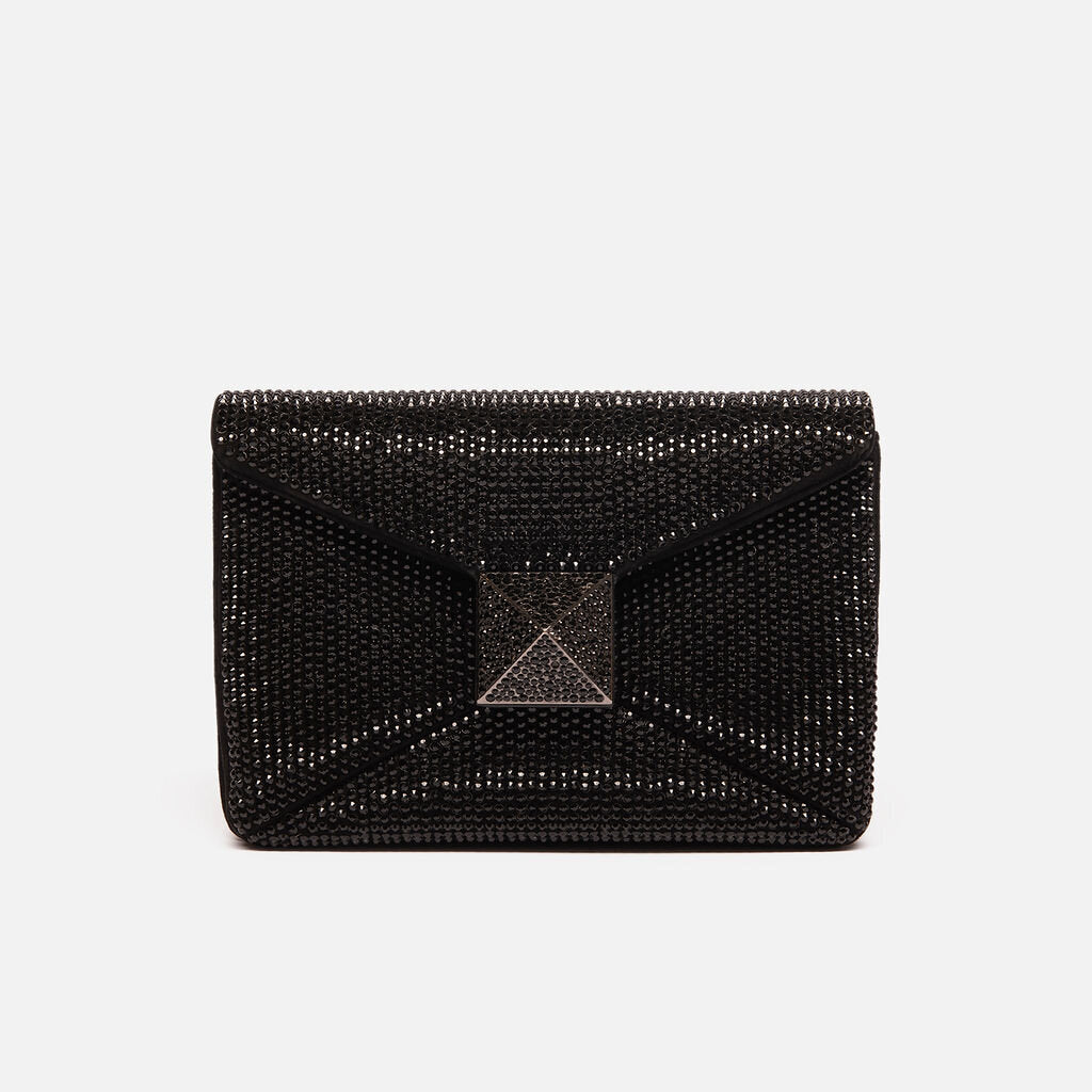 Valentino Black Crystal One Stud Clutch