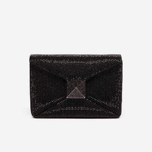 Valentino Black Crystal One Stud Clutch