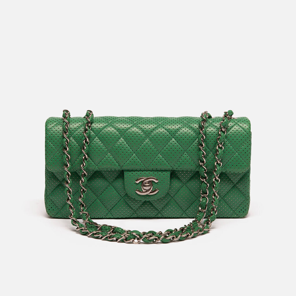 Chanel Green Perforated Leather Flag Bag (2006-08)