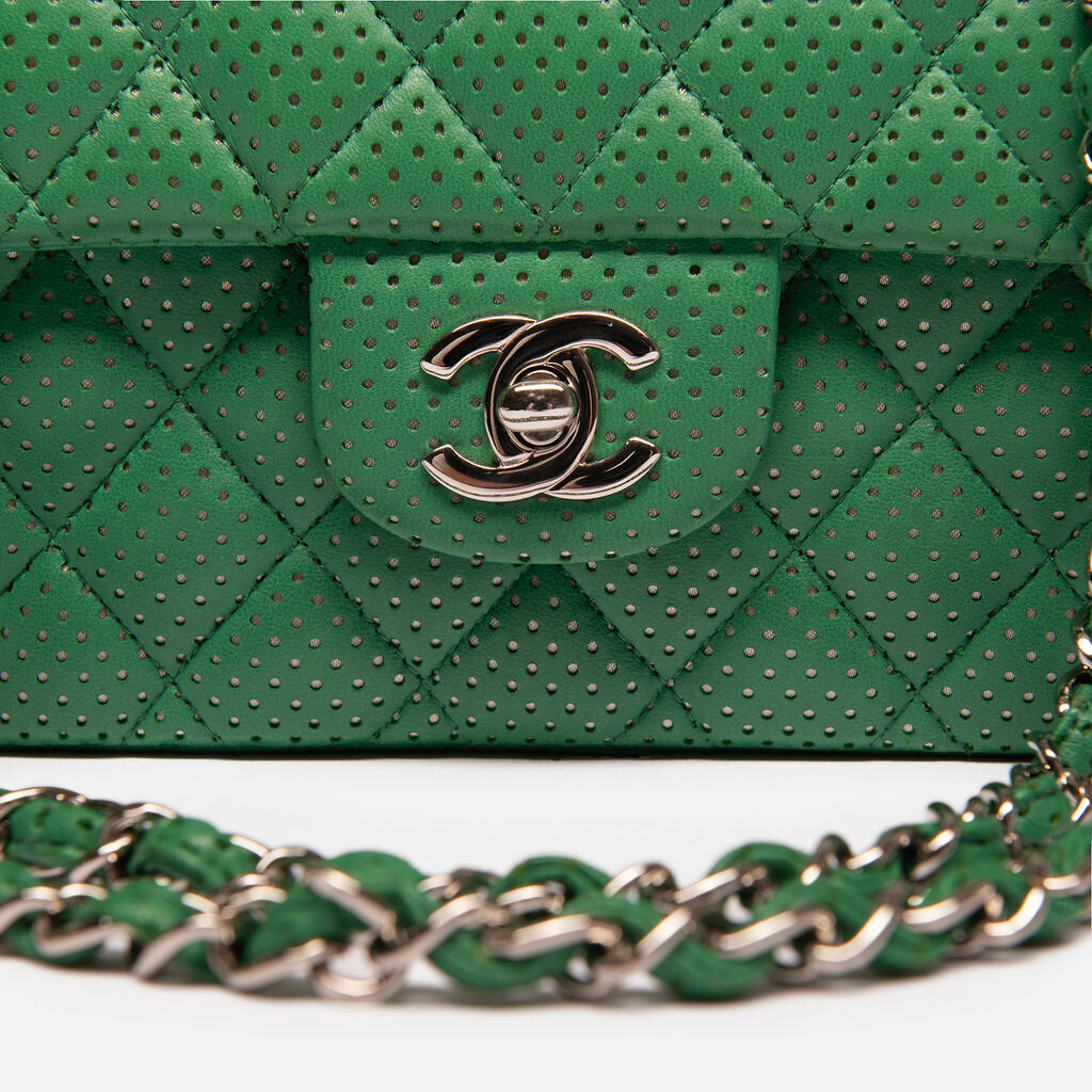 Chanel Green Perforated Leather Flag Bag (2006-08)