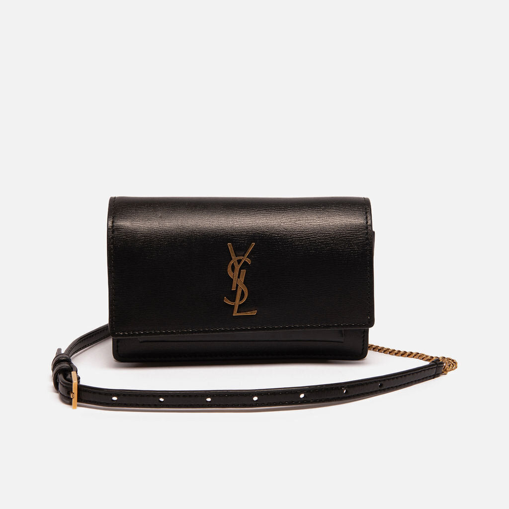 Saint Laurent Black Leather Sunset Chain Wallet