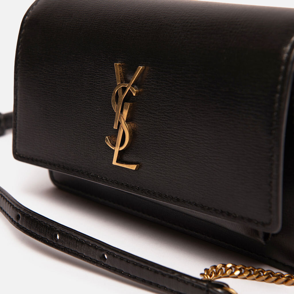 Saint Laurent Black Leather Sunset Chain Wallet