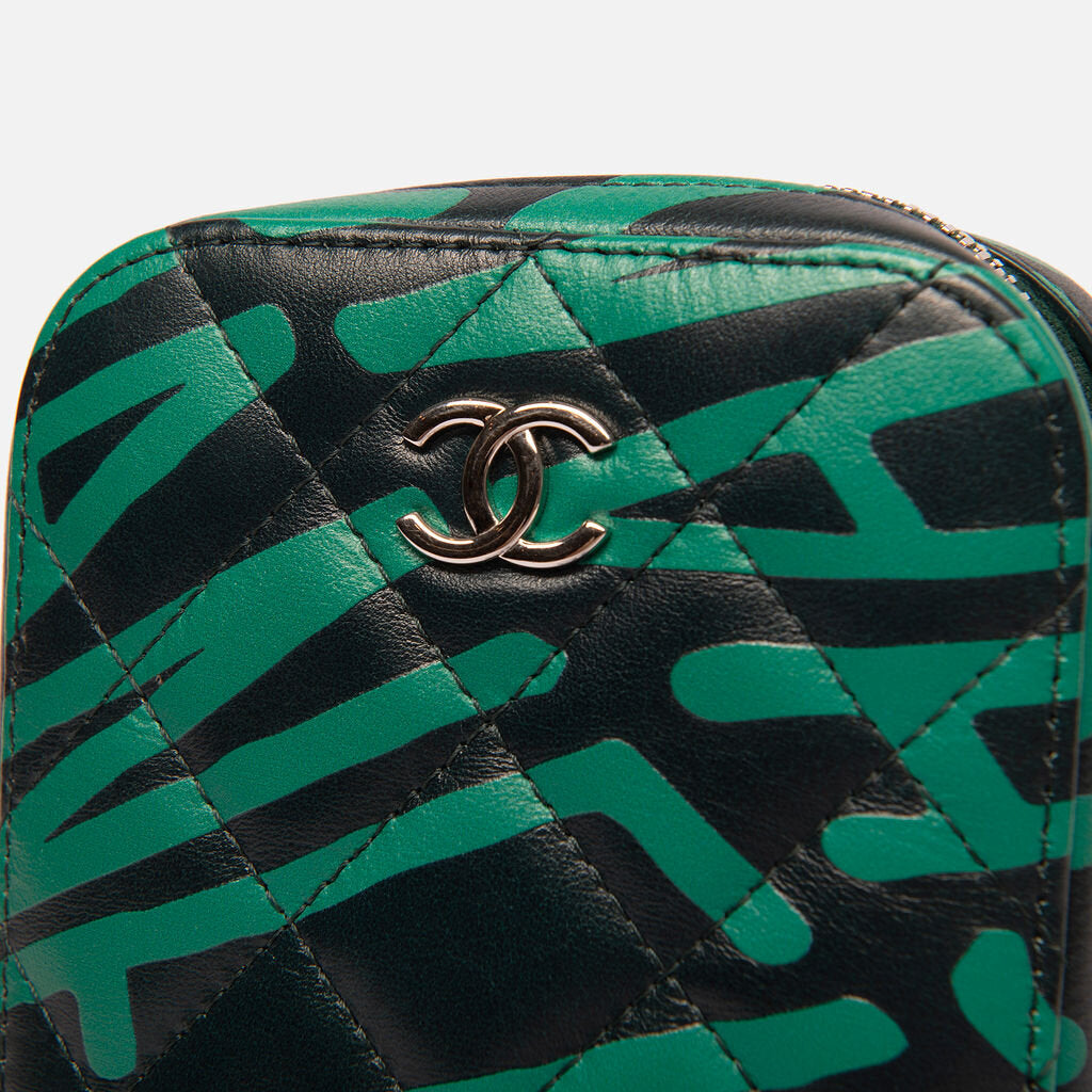Chanel Black & Green Leather Coco Neige Phone Case (2021)