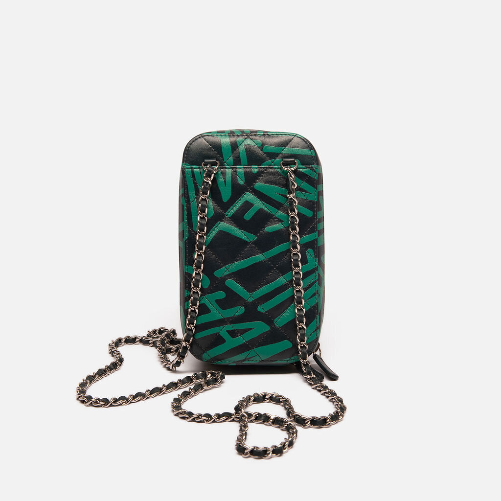 Chanel Black & Green Leather Coco Neige Phone Case (2021)