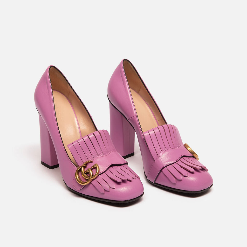 Gucci Lavender Fringe Block Heels
